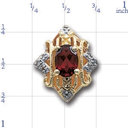 A3670 14K GARNET SLIDE IN FILIGREE DESIGN 